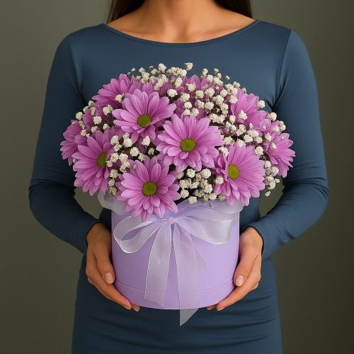 Цветы в коробке «Сиреневое настроение»