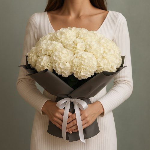 Букет из Гортензий «Белоснежная гармония»